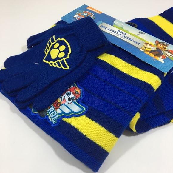3 Pc Paw Patrol Set Scarf Beanie Gloves - Picture 1 of 5